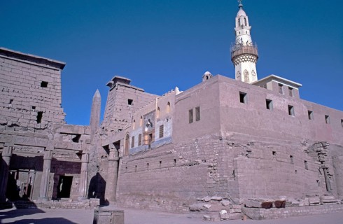 Mosque of Abu el-Haggag, Great Court of Ramses II, Luxor Temple, Luxor, Nile Valley, Egypt,