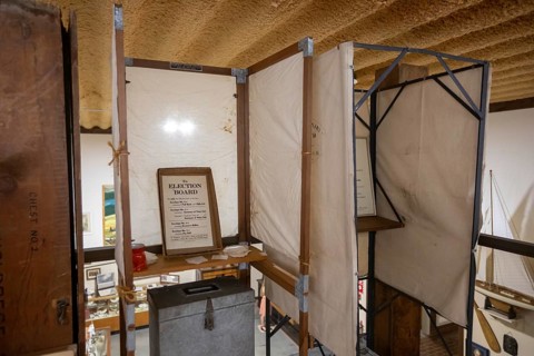 Holdrege, Nebraska - Voting booths on display at the Nebraska Prairie Museum.