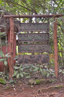 Sign at the entrance to the Tacugama Chimpanzee Sanctuary, a chimpanzee conservation project,