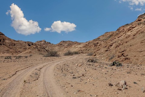 Gravel road in the Namib-Naukluft National Park near Swakopmund, Namibia, Africa