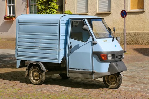 Motorised tricycle with loading area, Piaggio Ape 50, van, three-wheeled scooter, motor vehicle,