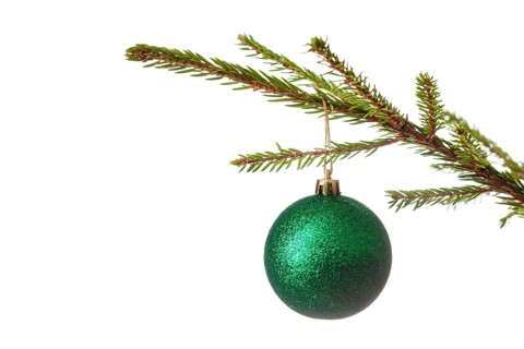 Christmas celebration holiday background with copyspace, Christmas-tree decoration bauble on