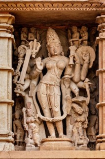Famous stone carving sculptures, Lakshmana Temple, Khajuraho, India. Unesco World Heritage Site