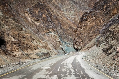 Srinagar Leh national highway NH-1 road in Himalayas. Ladakh, India, Asia