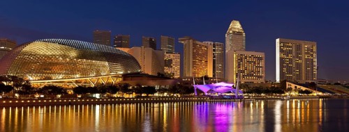 Singapore cityscape skyline night panorama
