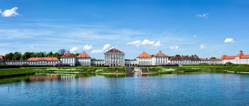 MUNICH, GERMANY, MAY 8, 2012: Panorama of Nymphenburg Palace (Schloss Nymphenburg) . This Baroque