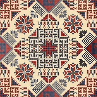 Embroidery Tatreez pattern, Palestinian fashion vector ornament