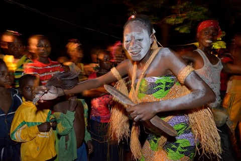 Sick woman dancing a healing dance, healing ceremony, Nklala, Bandundu Province, Democratic