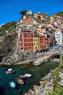 Fishing village of Riomaggiore, village view, Cinque Terre, province of La Spezia, Liguria, Italy,
