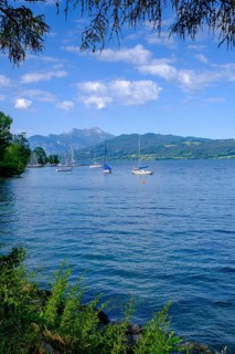Near Steinbach am Attersee with Schafberg, Salzkammergut, Upper Austria, Austria, Europe
