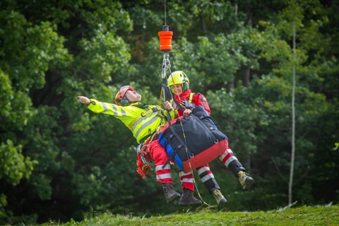 Winch rescue training of the rescue helicopter, Christoph 62, on the occasion of the 50th