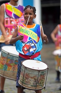 Traditional drumming group in the historic old town, Salvador, State of Bahia, Brazil, South