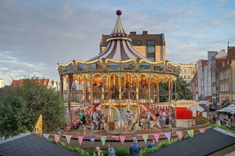 Children's carousel, Dominican market, Jarmark sw. Dominika, Gdansk, Pomeranian Voivodeship,