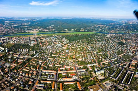Aerial view of Dresden Old Town