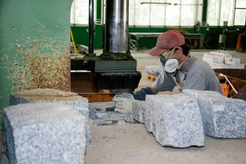 Demitz-Thumitz large quarry. The crushed granite is used to produce block steps, floor coverings,