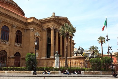 Old town of Palermo, Teatro Massimo, the opera house in the style of historicism on the Piazza