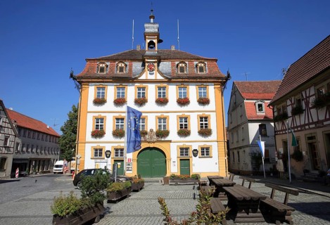 Town Hall of Roettingen in the Tauber Valley, Würzburg County, Lower Franconia, Bavaria, Germany,