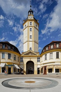 Herrieder Tor, 1712, 1757, 47 metres high, octagonal, tower, gate tower, tower clock, by master