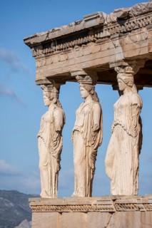 Columned Figures, Erechtheion Temple with Caryatids, Caryatid Hall, Acropolis, Athens, Greece,