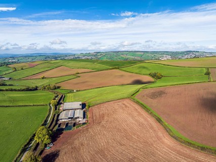 Fields and Farmlands over Labrador Bay, Shaldon, Devon, England, United Kingdom, Europe