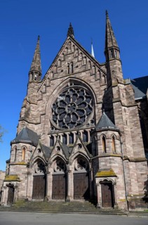 Side portal of the Église Saint-Paull, Calvinist church, Strasbourg, Département Bas-Rhin, Alsace,