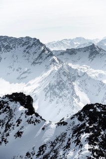 Peaks and mountains in winter, Sellraintal, Stubai Alps, Kühtai, Tyrol, Austria, Europe