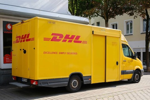 DHL delivery vehicle, Deutsche Post DHL Group, Soest, North Rhine-Westphalia, Germany, Europe