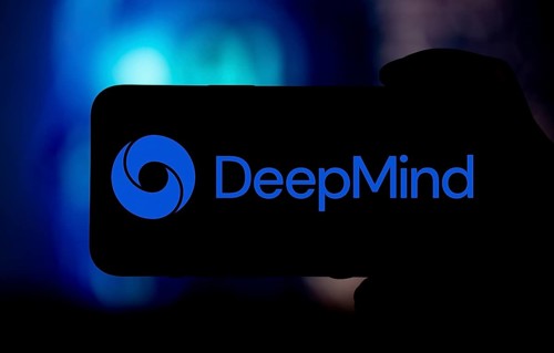 Guwahati, India. 8 December 2023. In this photo illustration a Deepmind logo is displayed on a