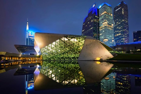 GUANGZHOU, CHINA, APRIL 27, 2018: Guangzhou Opera House designed by famous Iraqi architect