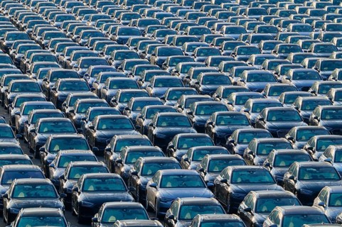 Large number of cars on assembly point, Brand Audi, Germany, Europe