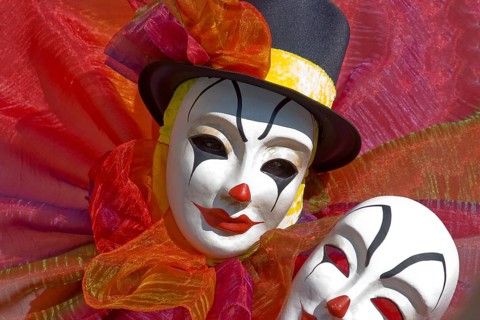 Mask at carnival, harlequin mask, Venice, Veneto, Italy, Europe