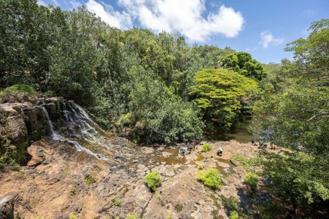 Upper Ho'opi'i Falls on Kapaa Stream, Kauai, Hawaii, USA, North America