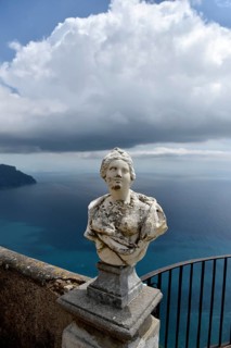 Marble bust at Terrazza dell'Infinito of Villa Cimbrone, Ravello, Amalfi Coast, Costiera