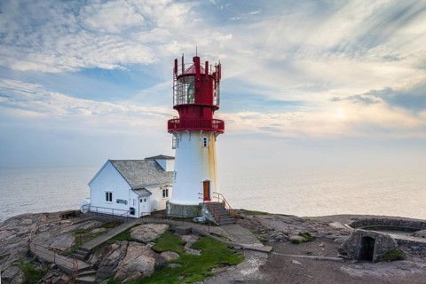 Lindesnes lighthouse at Norway's southernmost point, South Cape, Norway, Europe