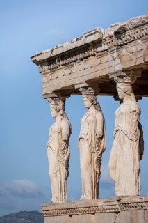 Columned Figures, Erechtheion Temple with Caryatids, Caryatid Hall, Acropolis, Athens, Greece,
