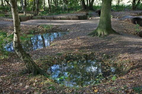 Trenches from the First World War in the Sanctuary Wood Museum Hill 62 in Zillebeke, Belgium,