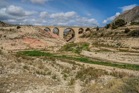Bridge over the dried out Amadorio River, Villajoyosa, Alicante, Costa Blanca, Spain, Europe