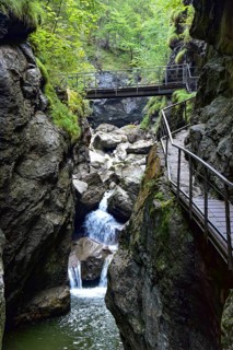 Footbridge in the Strazlachklamm gorge near Sonthofen in Allgäu, Bavaria, Germany, Europe