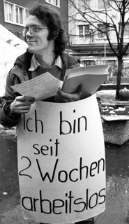 Young unemployed people demonstrated against unemployment and apprenticeship cuts in Solingen,