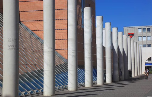 In the historic centre of Nuremberg, Street of Human Rights, by artist Dani Karavan at the Germanic
