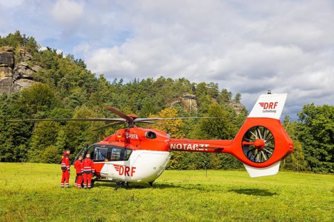 Winch rescue training of the rescue helicopter, Christoph 62, on the occasion of the 50th