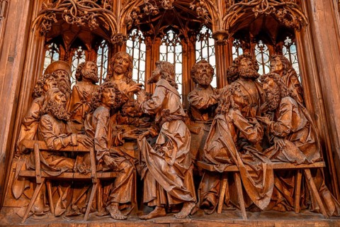 Last Supper, Detail, Holy Blood Altar from 1505, sculptor Tilman Riemenschneider, St.-Jakob Church,