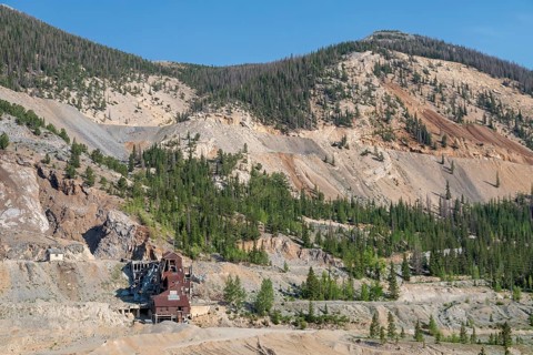 Monarch, Colorado, Old mining buildings below Monarach Ridge and the continental divide in southern