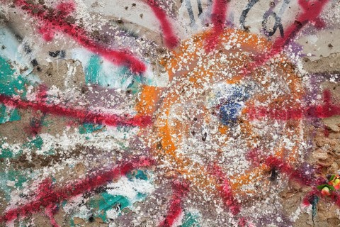 Wall painting, graffiti, Patio Dom Fradique, Alfama neighbourhood, Lisbon, Portugal, Europe