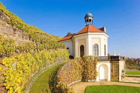 Schloss Wackerbarth or Wackerbarths Ruh' is a baroque castle surrounded by vineyards in the