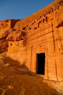 Nabataean tomb at Djabal Al-Ahmar in first daylight, Tomb of Hinat (IGN 117), Hegra or Madain