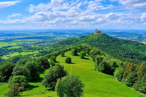 View of Hohenzollern Castle, the ancestral seat of the Hohenzollern dynasty, from the Zeller Horn