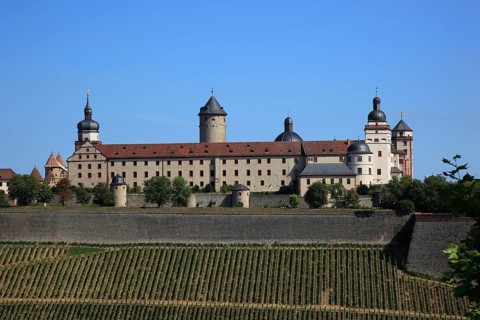 South side, Marienberg Fortress, Würzburg, Lower Franconia, Bavaria, Germany, Europe
