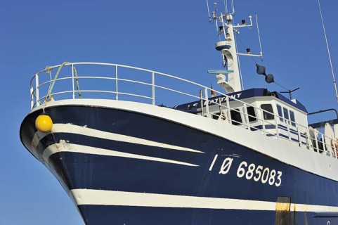 Bow of fishing bottom trawler in the Charente-Maritime, France, Europe