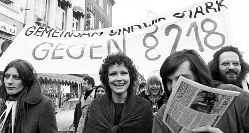 Several hundred woman and a few men turned out in Bonn on 15.2.1975 against § 218 and in favour of